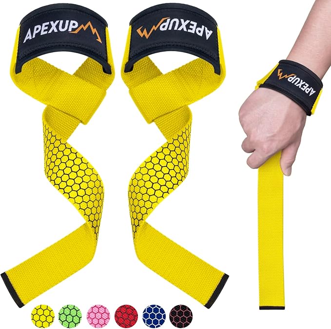 APEXUP Weight Lifting Straps for Weightlifting, Lifting Wrist Straps Gym, Deadlift Strap, Anti Slip Silicone Weightlifting Strap Men Women Powerlifting, Strength Training