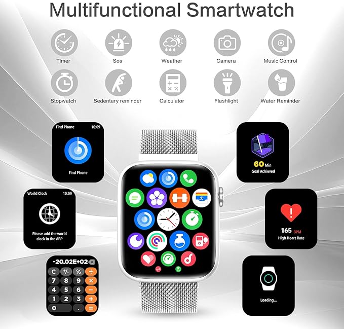 2025 Smart Watches Blood Pressure, 1.9" AMOLED Display with Bluetooth Call, Smartwatch with Da GPT AI/AI Watch Face, 24/7 Heart Rate Stress Sleep Monitor, IP68 Waterproof, Compatible with Android iOS