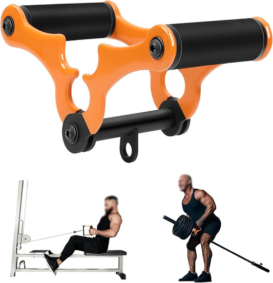 V Bar Landmine Attachment T Bar Handle for Barbell Bars,Foldable V Bar Row Handle Double D Row Handle with Rubber Coating T-Row Attachment for Strength Training Bars