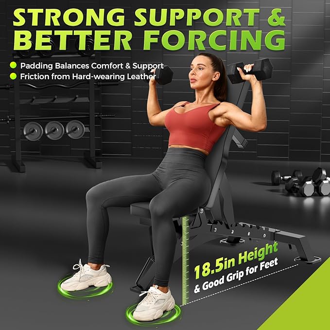 BODYRHYTHM Commercial-grade Weighted Bench, 1300LBS Weight Capacity Strength Training Bench, Heavy-duty Adjustable Workout Bench for Garage and Home Gym Workouts, Weight Lifting, and Bench Press.