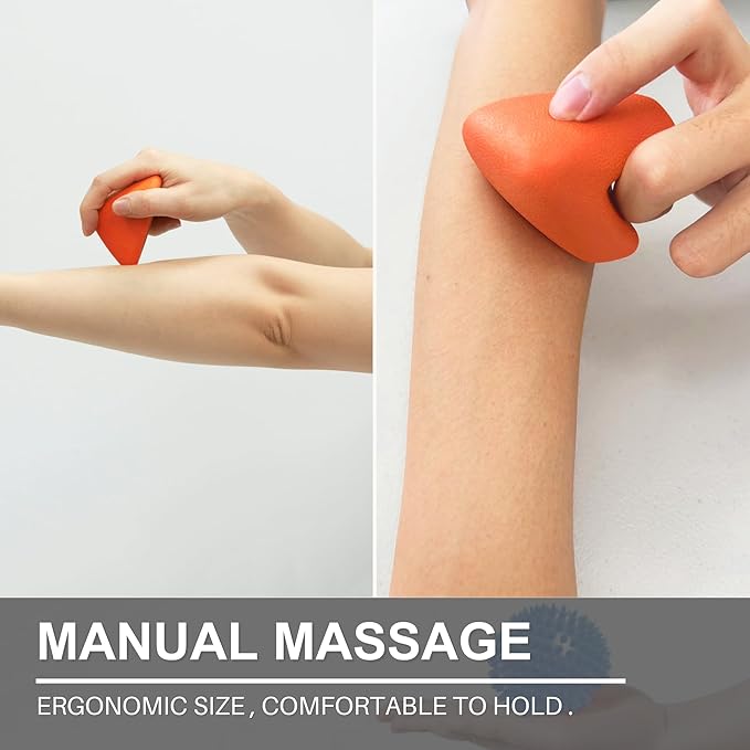 LEZER, Trigger Massage Point, Manual Massage Ball, Muscle Knots Relief Tool, Myofascial Release, Physical Therapy, Plantar Fasciitis, Set of 2 (Orange Trigger and Spiky Ball)