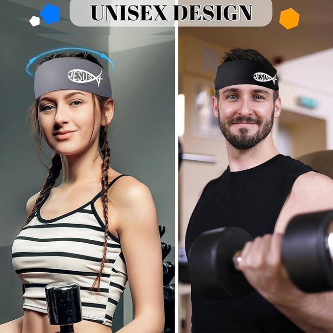 3pcs Sweat Bands Headbands Men Sweatbands Headbands for Women Christian CrossSports Running