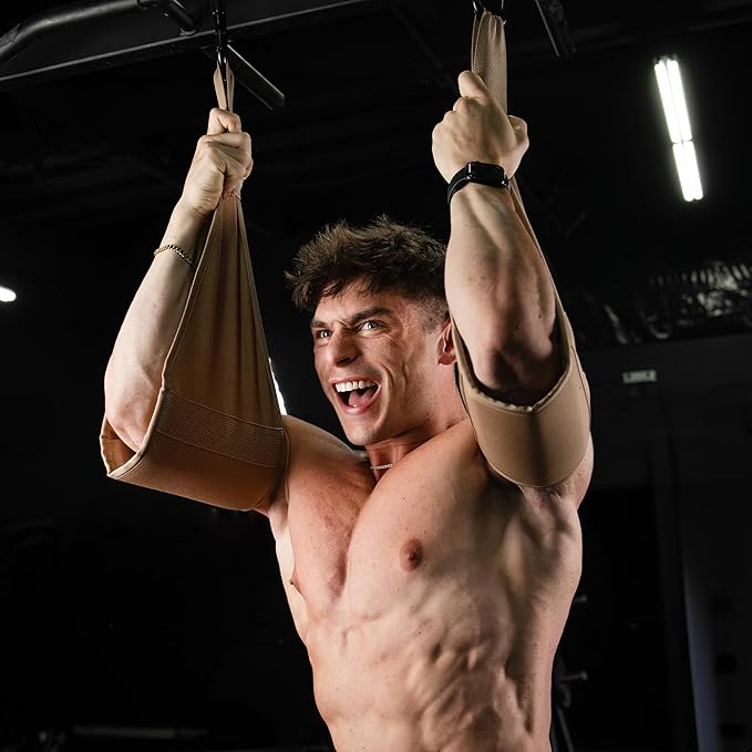 Gymreapers Hanging Ab Straps for Pull-Up Bar — Hang Bar Assist Strap & Strength Workout Exercise Equipment, Padded Adjustable Arm Supports with 2 Steel Carabiners for Leg Raises, Abdominal & Core Training