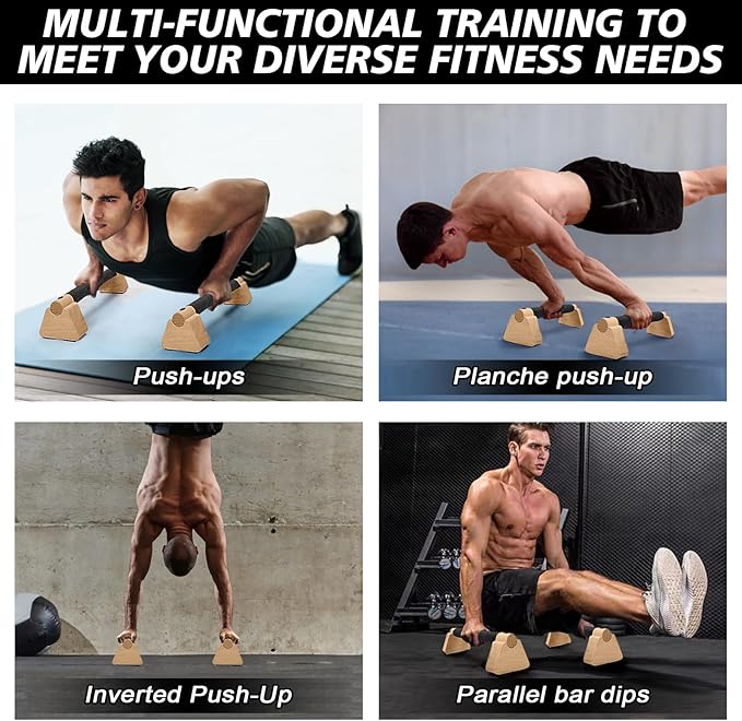 Parallettes Bars - Wooden Calisthenics Equipment for Handstand Training, Push Up Bars & Calisthenics Bar - Handstand Blocks and Pushup Handles for Men