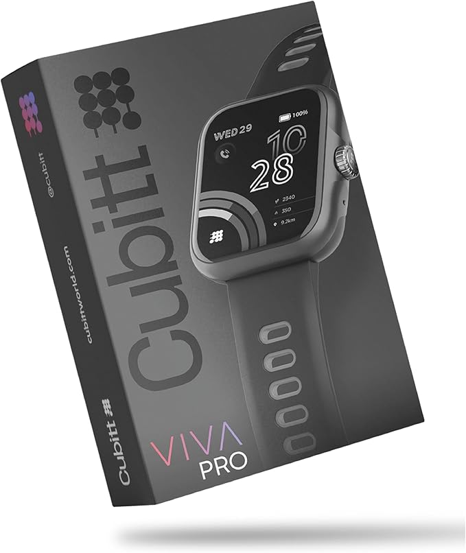 Cubitt Viva Pro Smartwatch/Fitness Tracker with 1.78" Touch AMOLED Screen, Bluetooth Calling, Built in GPS, 60+ Sports, Blood Oxygen, Heart Rate, Stress and Sleep Monitor, Waterproof, Step Counter