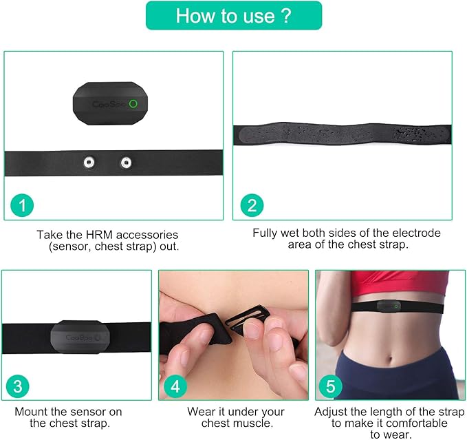 COOSPO Bluetooth Heart Rate Monitor Chest Strap H808S, ANT+ BLE HR Monitor Chest, HRM IP67 Waterproof, 300H Battery Life