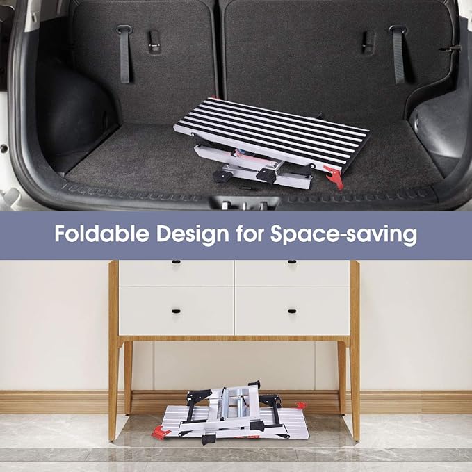 Giantex Aluminum Platform Non-Slip Folding Work Bench Drywall Stool Ladder 330lbs Capacity