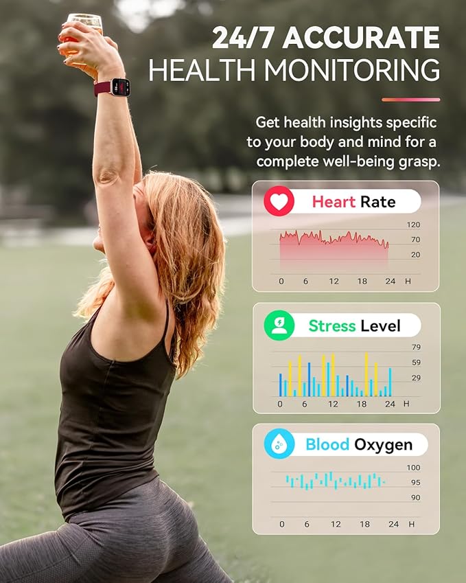 aeac Smart Watch, Alexa Built-in, Stable Bluetooth Call, Fitness Tracker with Heart Rate/SpO2/Stress/Sleep Monitor, Smartwatches for Women 110+ Sports, IP68 Waterproof Smartwatches for iOS Android