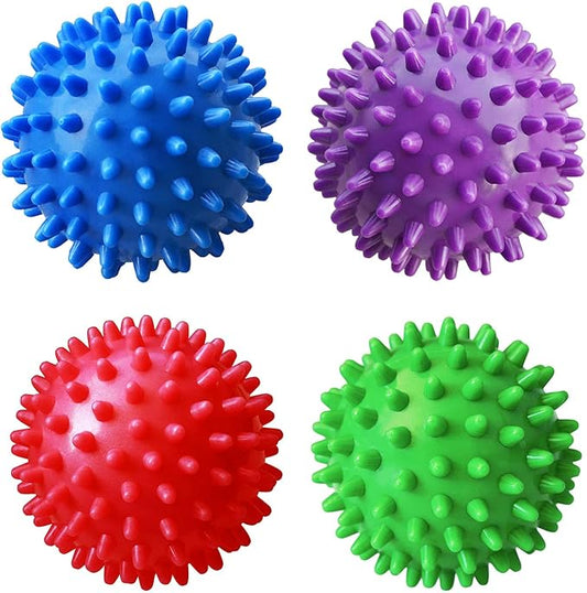 Professional Massage Balls Foot Ball Foot Massager Spiky Roller for Deep Tissue Trigger Point Plantar Fasciitis Reflexology Stress Therapy Myofascial Release(Green + Pink + Purple + Blue)