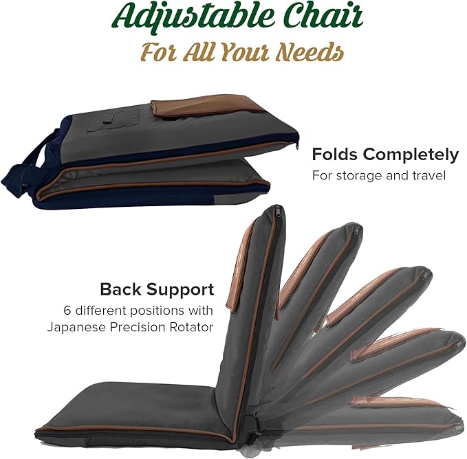Japanese Meditation Floor Chair with Back Support for Adults - Premium Meditation Chair with Adjustable & Foldable Back for Seating, Yoga & Gaming — Folding Backjack Chairs with Backrest for Adults