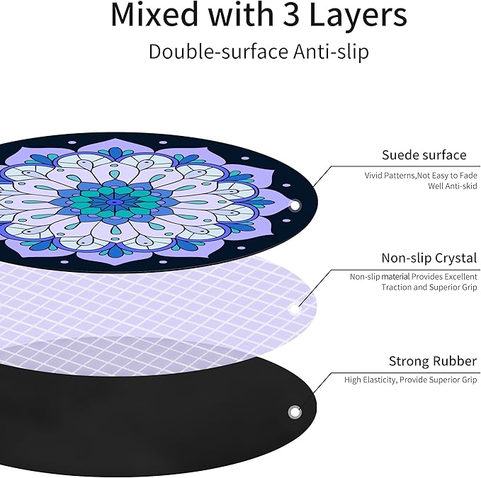 Round Meditation Pilates Yoga Mat Luxury Suede Large Yoga Mat Natural Rubber Non-Slip Base is ery Suitable for Meditation, Stretching, Yoga Environmental Protection, Fitness Exercise, Home and Outdoor. 140CM Diameter