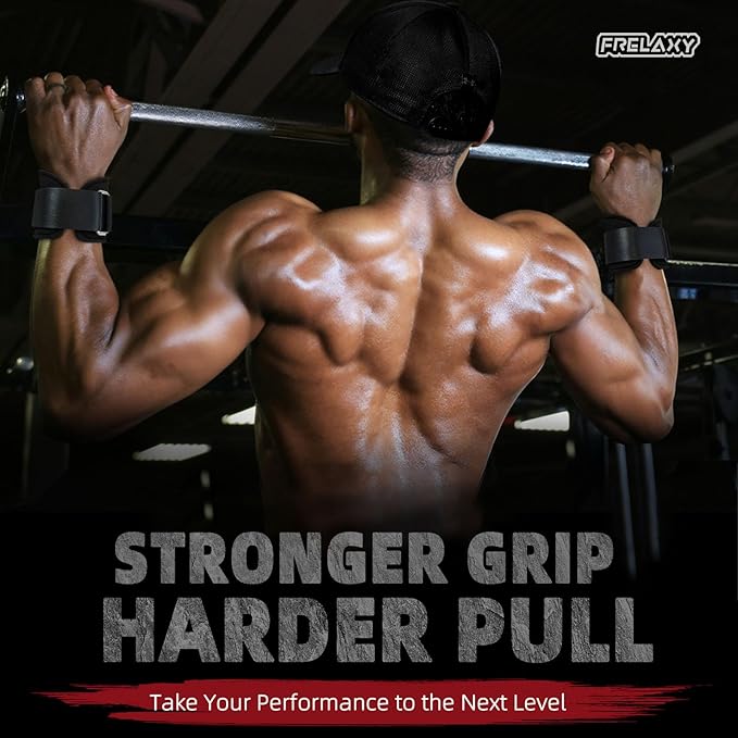 Frelaxy Lifting Wrist Straps, Rubber Weight Lifting Grips with Non-Slip Palm & Wrist Wraps Support for Deadlifts, Pull Ups, Rows, Heavy Powerlifting, Lat Pulldowns