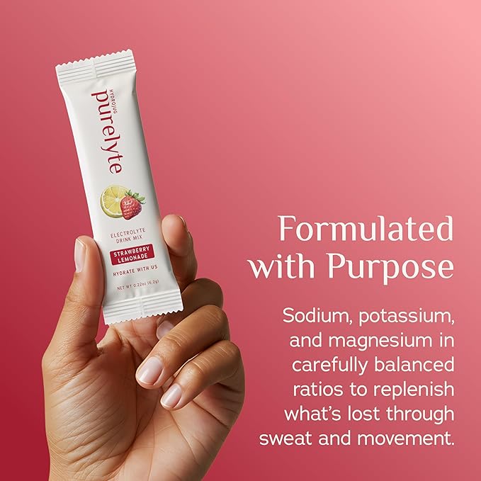 Electrolyte Drink Mix – Sugar-Free Hydration Powder Packets – Clean Electrolytes with Trace Minerals – Keto, Vegan, Gluten-Free – No Artificial Sweeteners – 12 Sticks – Strawberry Lemonade