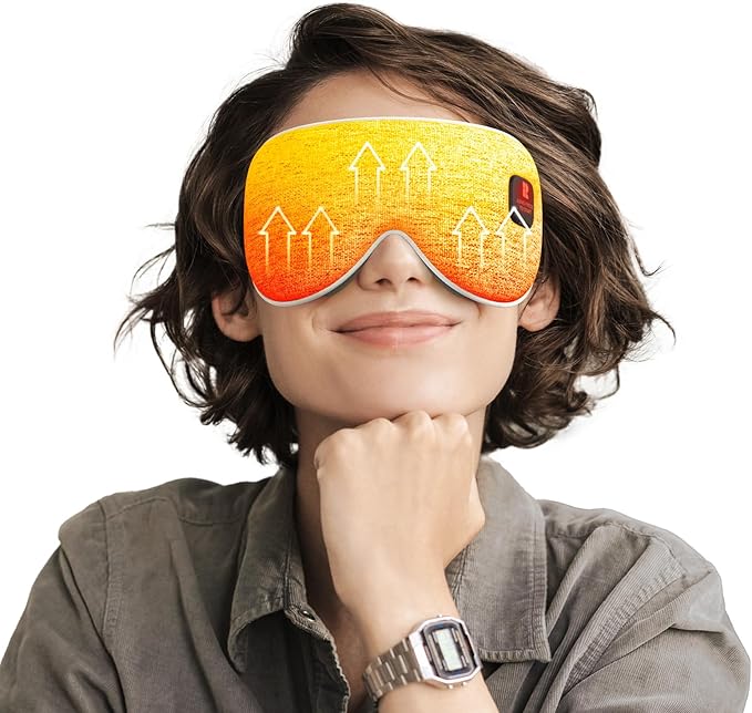 Heated Eye Mask, Cordless Warm Compresses for Dry Eyes, Eye Relief, Improved Sleep, 3 Heat Levels, 1500mAh Rechargeable Battery, Washable Eye Heating Pad for Travel, Gifts for Woman Man