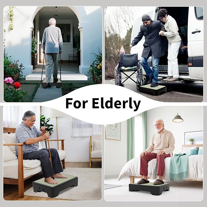 Adjustable Step Stool for Adults, Noctilucent Bed Step Stools, 600 LBS Capacity Non-Slip Safety Step Platform Indoor and Outdoor for Seniors and Kids, Wide Step Stools Elderly Assistance at Night