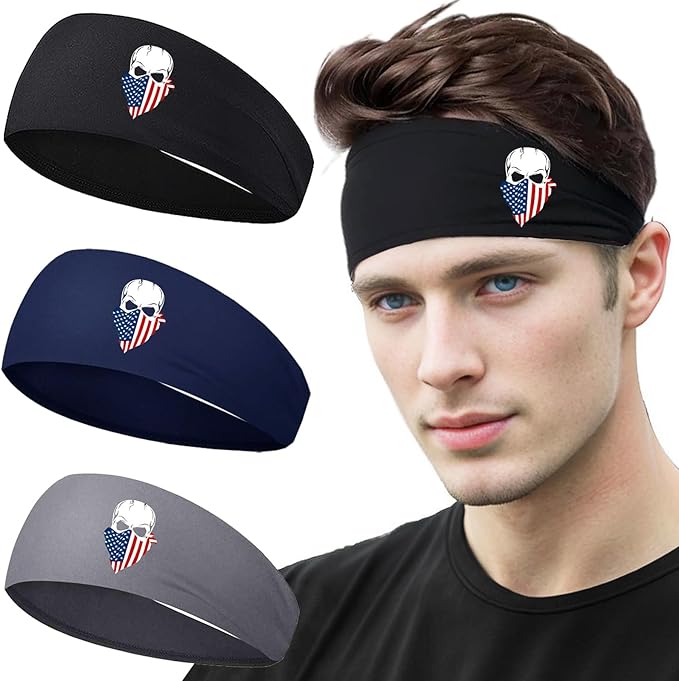 Sport Headbands for Men Sweat Band Head Bands 3pcs Sweatbands for Mens Workout Cooling Headband