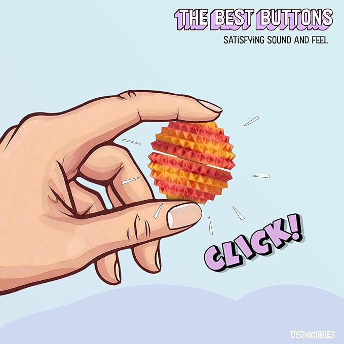 Round Spiked Sensory Fidget Clicker, Tactile Stimming Device with Mechanical Clicky Switches, Lanyard Attachment, Ideal for Pain Stim, ADHD, Autism & Stress Relief (NEON NOVA, Medium)