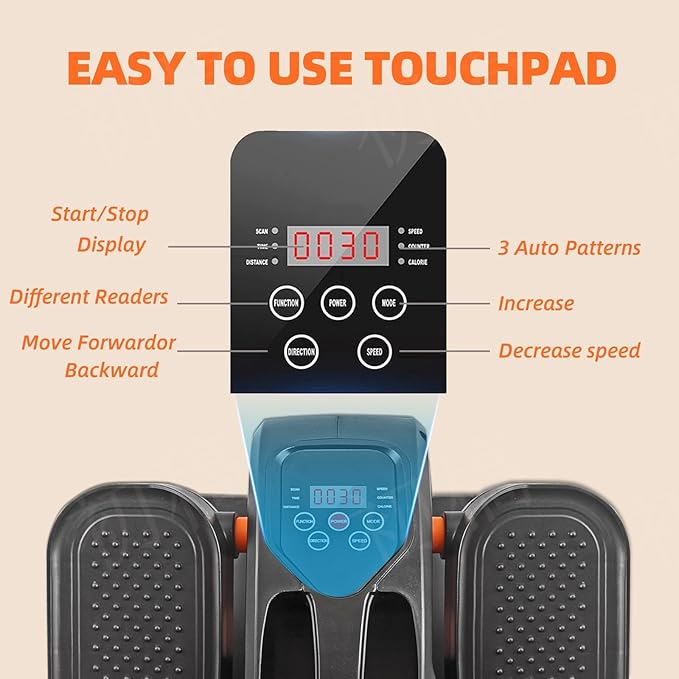 ESL Under Desk Elliptical - Portable Leg Exerciser with Pedal Strap for Seniors, Compact Seated Elliptical with Remote Control, LCD Display Electric Elliptical Trainers for Home