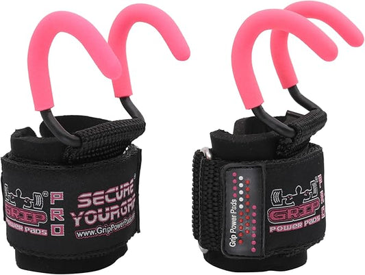 Weight Lifting Rod Hooks Heavy Duty Wrist Wraps Power Weight Lifting Training Gym Grips Straps Set of 2