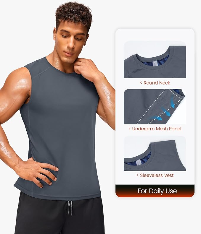 Junlan Sauna Suit for Men - Sleeveless Sauna Shirt Sweat Vest for Gym Workout