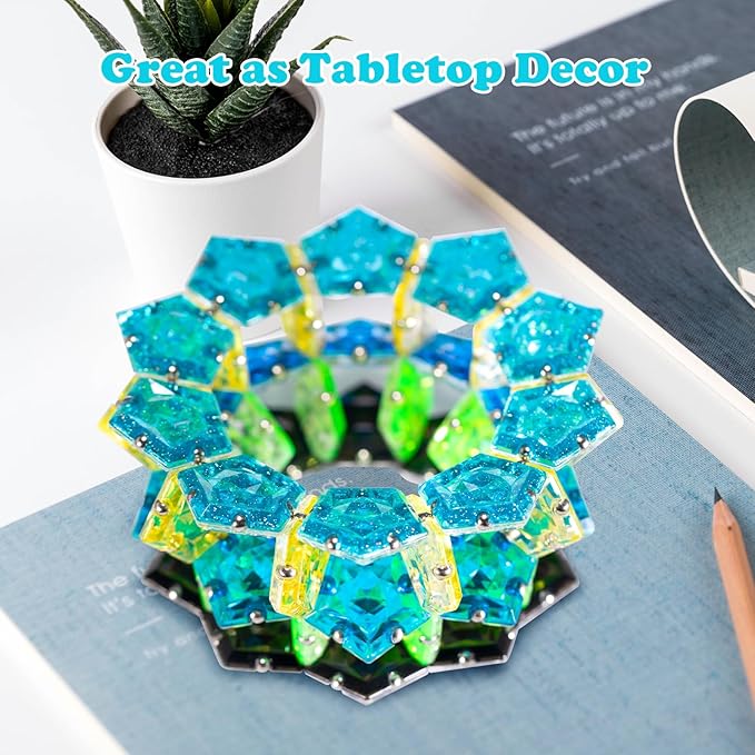 Magnetic Fidget Sphere Magnet Toys - Holographic Glitter Crystal Blue - Magnets Sensory Toys - 12 Piece Set - Creativity Beyond Imagination, Inspirational, Recreational, Fun Desk Toy for Adults