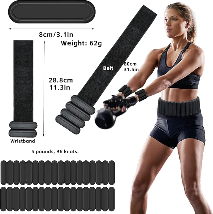 Silicone Adjustable Weighted Belt for Women & Men – DIY Weighted Walking & Exercise Belt with Removable Weights – Gym, Strength Training, Yoga, Hiking – Free Weight Adjustment for Wrist & Ankle
