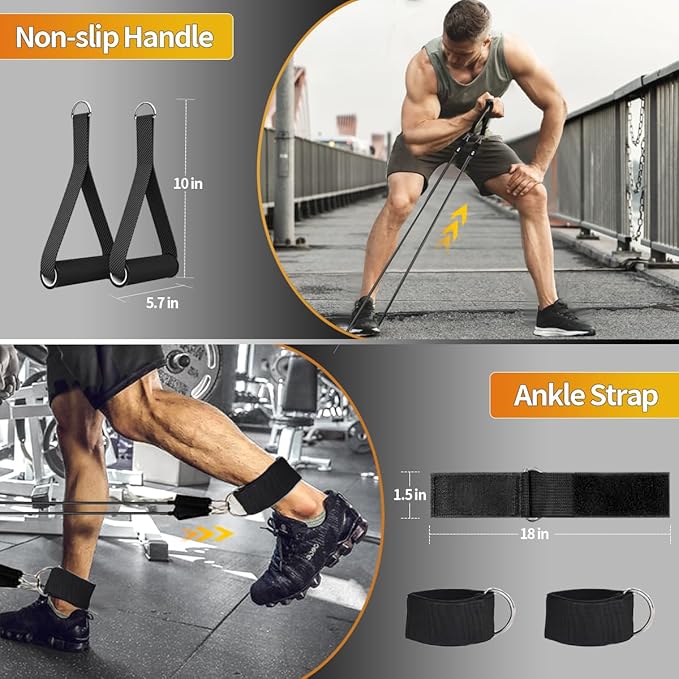 WHATAFIT Resistance Bands, Exercise Bands,Resistance Bands for Working Out, Work Out Bands with Handles for Men and Women Fitness, Strength Training Home Gym Equipment