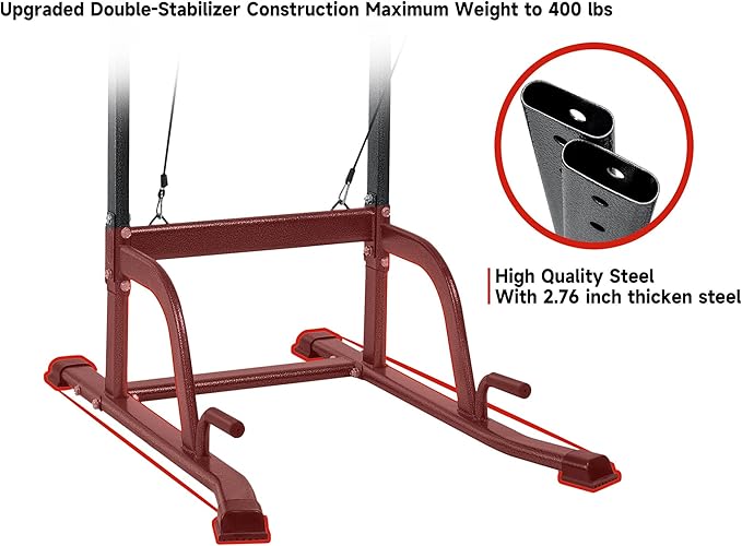 Power Tower Pull Up Bar Station Multi-Function Adjustable Strength Training Equipment Home Gym Strength Training Workout Equipment 440LBS