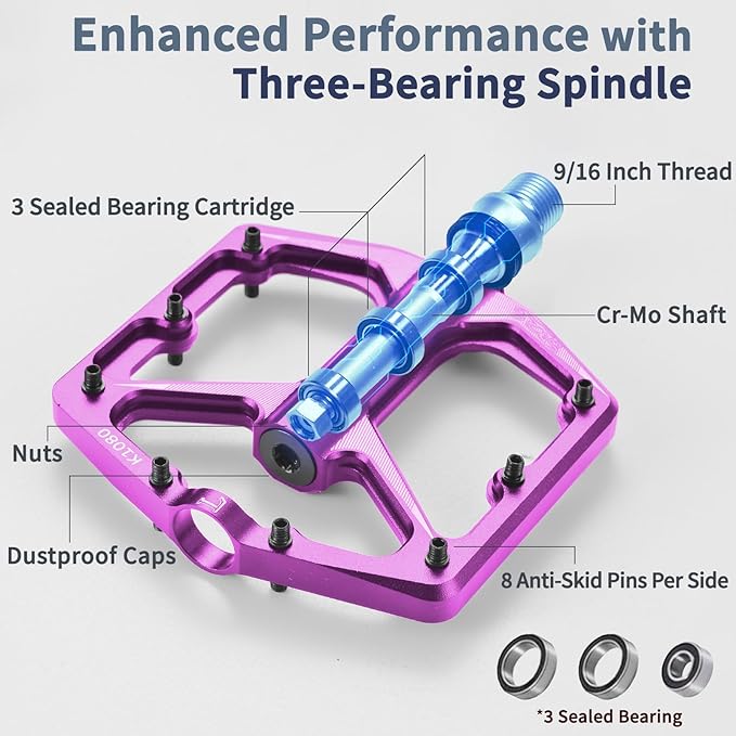 MTB Bike Pedals, Lightweight Bicycle Pedals for BMX/MTB -Universal Lightweight Aluminum Alloy Platform Pedal