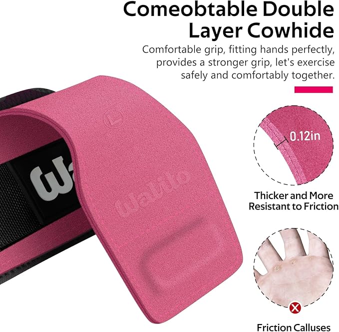 WALITO Weight Lifting Wrist Strap, Double Leather Weightlifting Wrist Straps for Gym Strength Training, Neoprene Padded Wrist Wraps - for Men & Women (Pair)