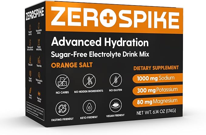 No Sugar Electrolytes Powder Packets | Keto & Fasting Salts Drink Mix | Supplements: The Key Hydration Nutrients Missing from Purified Water | Clean, Orange, Calorie Free | 30 Sticks