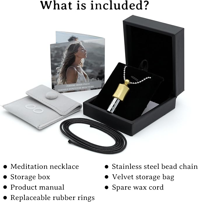 Anxiety Necklace 528 Hz Breathing Meditation Whistle Mindfulness Device for Stress Relief Calm Meditation Adjusting Breathing Anxiety Relief Necklace, Stress Relief Gift for Men Women
