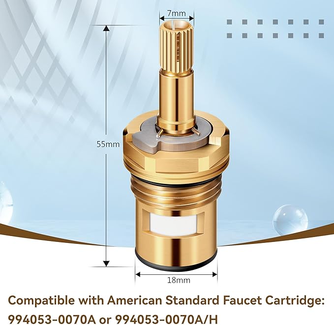 Enhon 2 Pack Faucet Cartridge Compatible with American Standard 994053-0070a or 994053-0070a/H Bathroom Kitchen Bathtub Faucet Stem Replacement, 4z-24h Hot and Cold Replacement Stem, Brass