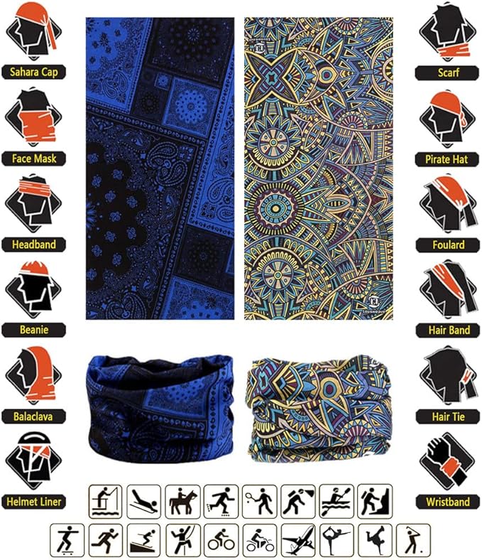Neck Gaiter Headband Headwear Head Wrap Face Mask Magic Scarf Bandana for Men and Women