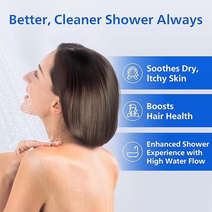 Philips Shower Filter Water Softener, Shower Filtration with Double Mesh & NSF Certified KDF Material, Reducing Chlorine/Impurities/Rust Sediments for Handheld Shower head, Black(Shower Filter Set)