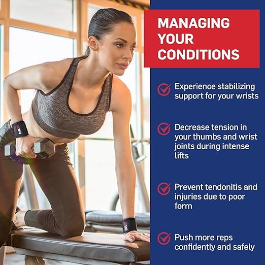 Dr. Arthritis Doctor Developed Wrist Brace, Wrist Wraps for Tendonitis, Hand Support, Ideal for Fitness, Weightlifting (Pair)