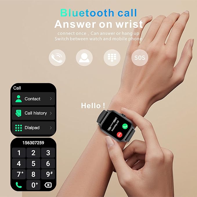 Fitness Tracker Heart Rate Blood Pressure Watch Blood Oxygen Monitor Pedometer Step Counter Activity Tracker Big Fitness Tracker for Women Men Smart Watch for Android Phones Compatible iPhone