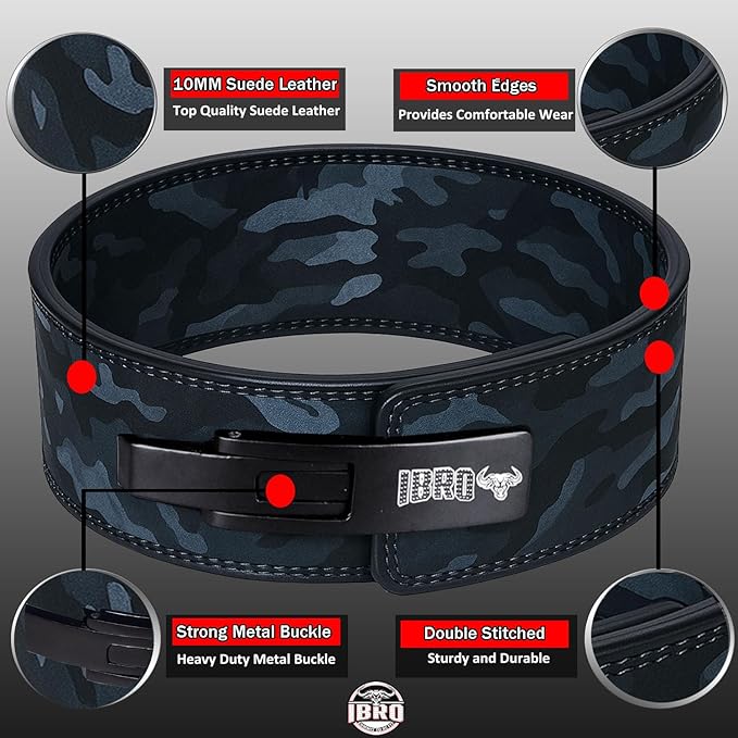 IBRO Powerlifting Lever Gym Belt – Power 8MM, 10MM or 13MM Extreme Heavy Duty Genuine Leather Belts - Squats Deadlifts Bodybuilding Weight Lifting IPF Power Lifting Strongman for Men