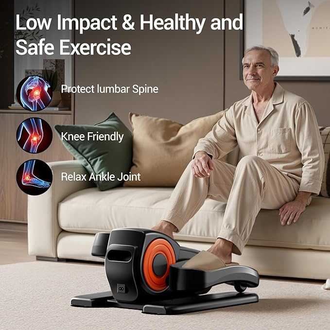 Under Desk Elliptical Machine, Ellipse Leg Exerciser as Seen on TV with Remote, Electric Seated Eclipse Foot Pedal Peddler Sitting for Senior,12 Speeds&Modes Fully Assembled for Home Office