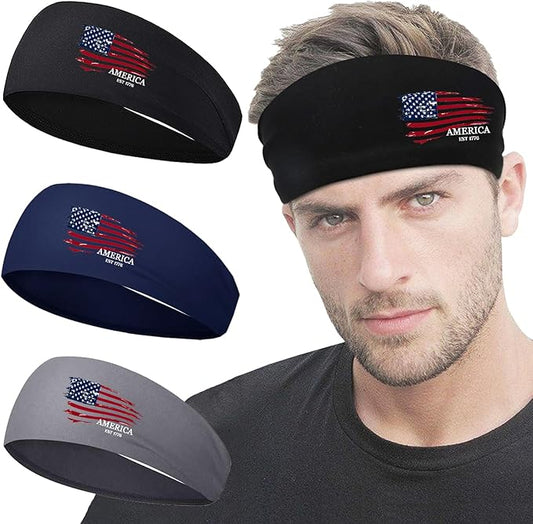 Sports Headbands for Men 3pcs Sweat Bands Headbands Men Sweatbands for Mens Women Running Head Bands Hairband