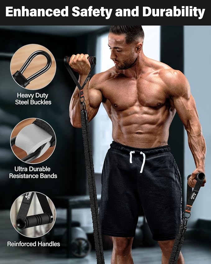 Resistance Bands, Exercise Bands, Resistance Bands for Working Out, Pull Up Assistance Bands, Work Out Bands with Handles for Men and Women Fitness, Strength Training Equipment