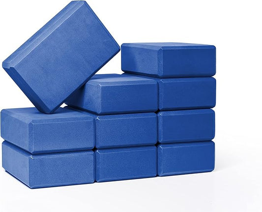 Hello Fit 3" Yoga Block, 10 Pack Bulk EVA Foam Yoga Blocks, Firm and Supportive Yoga Brick, Balance Foam for Stretching, Pilates, and Workout, 3" x 6" x 9"