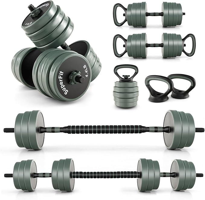 Goplus Adjustable Dumbbell Set, 92/47 LBS Free Weight Set, 4 in 1 Weights w/Connector Used as Barbell, Dumbbells, Kettlebells, Push up Stand, Fitness Workout Equipment for Men Women Home Gym