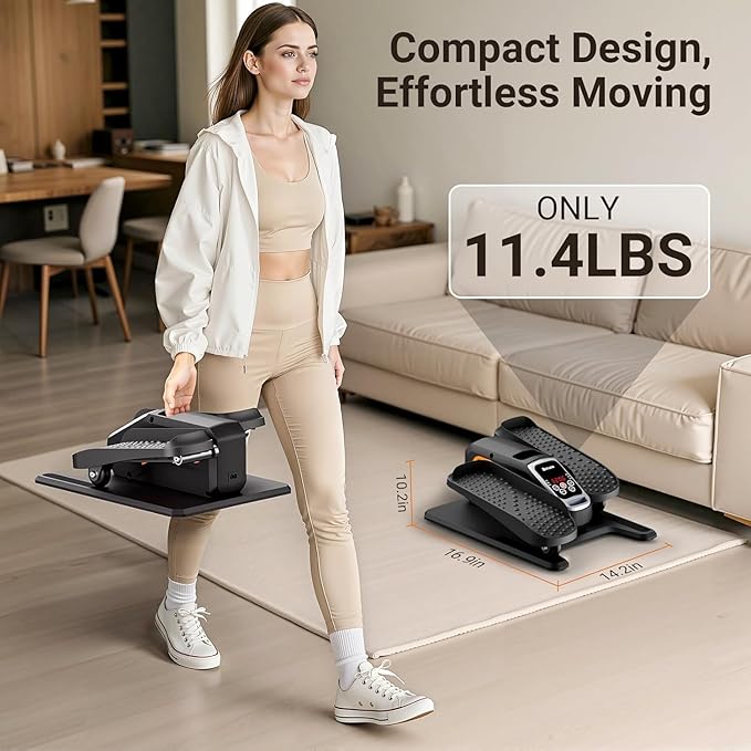 Under Desk Elliptical Exercise Machine, Electric & Portable Ellipse Leg Exerciser, Quiet Seated Pedal Elliptical for Seniors Adult with Remoter, 12 Adjustable Speeds, 2 Modes for Home Office