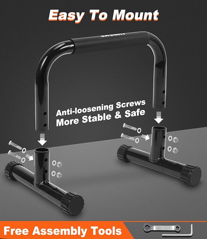 TABEKE Push Up Bar, 12" High Parallettes Bars & Dip Bar With Full-Cover Foam Handles, No Wobbling Calisthenics Equipment For Handstand, L-Sit, Gymnastics, Strength Training Home Gym