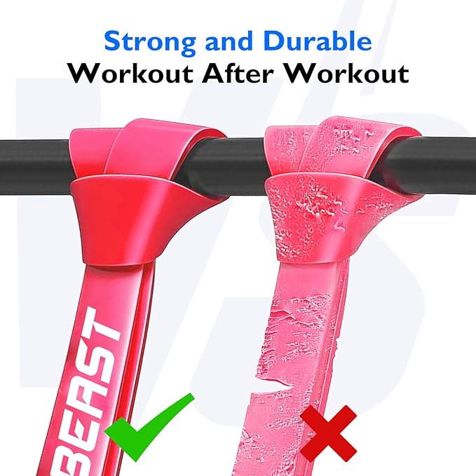 FitBeast Resistance Bands Set, 6 Different Levels, Pull Up Assist Bands for Strength Training, Crossfit, Powerlifting, Muscle Toning, Yoga, Mobility Exercises, Rehabilitation, Full-Body Workout
