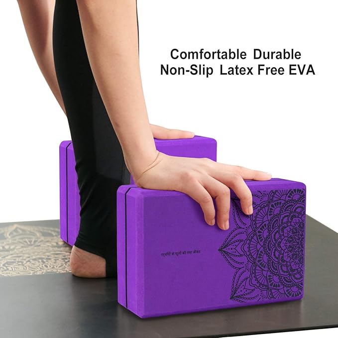 nuveti Yoga Blocks Set of 2, High Density Yoga Brick Foam Blocks to Improve Strength, Flexibility and Balance Brick Foam Blocks