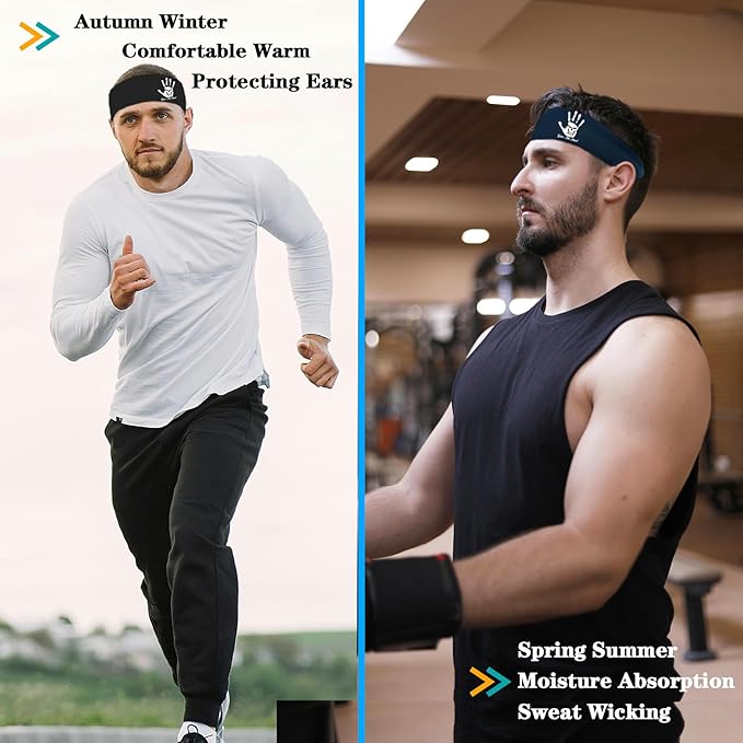 3pcs Headbands for Men Sports Sweat Bands Sweatbands for Mens Workout Running Headbands for Men