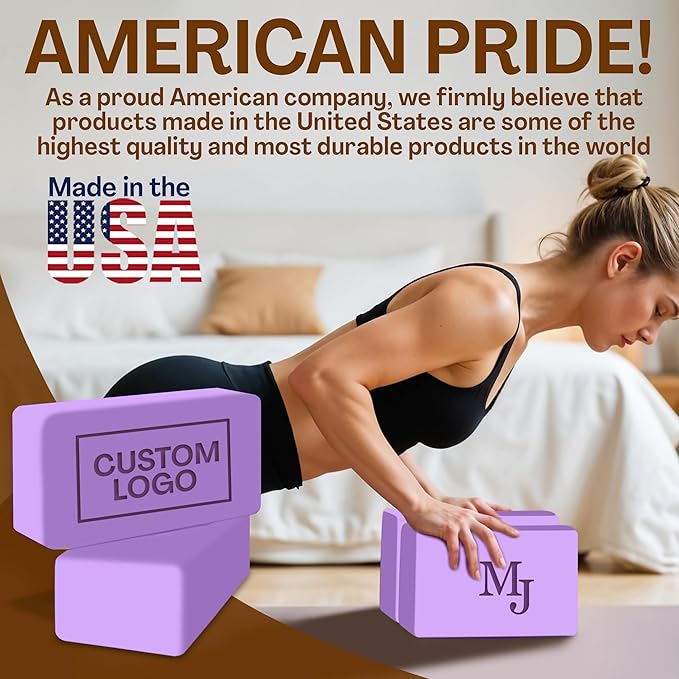 Personalized Yoga Blocks 2 Pack with Custom Design, Yoga Blocks for Women, Exercise blocks Yoga Blocks Soft Non-Slip for Pilates, Meditation, Custom Yoga Accessories