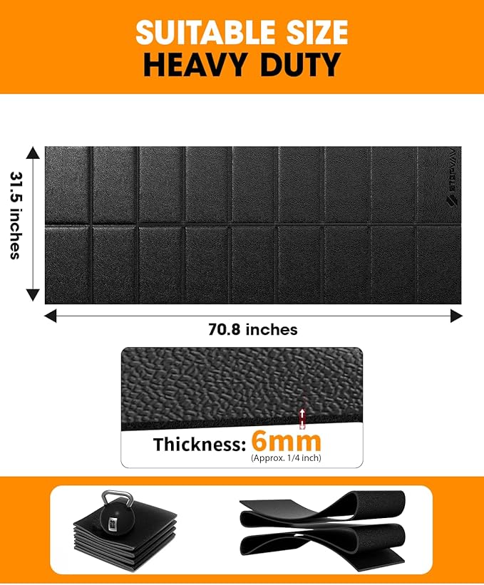 Walking Pad Mat for Carpet Floor, 68"x24", Exercise Equipment Mats for Home Gym Workout, 1/4",1/3" Thick, Noise Shock Absorption, Treadmill Mat for Hardwood Floors (71" L x 32" W x 0.2" Th)